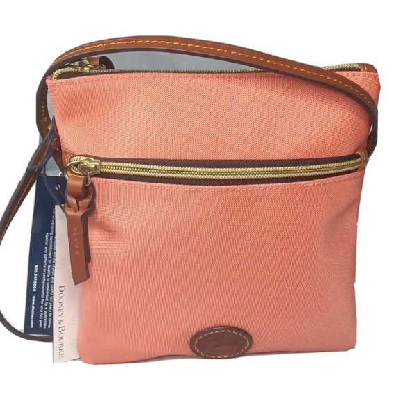 Dooney & Bourke Nylon Double Zip Crossbody Bag Coral Small Size - Picture 5 of 9